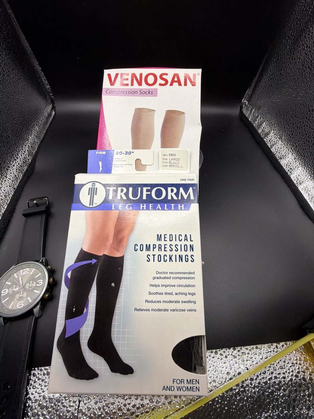 Truform 8865 Leg Health Medical Compression Stockings 20-30 mmHg Black Large
